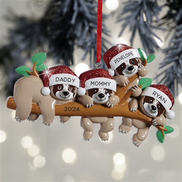 personalized family ornaments Sloth Ornament