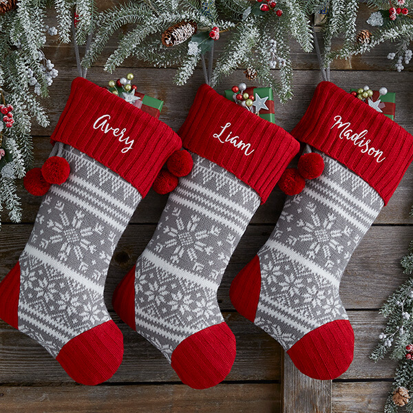 christmas stocking ideas with knit snowflake christmas stockings