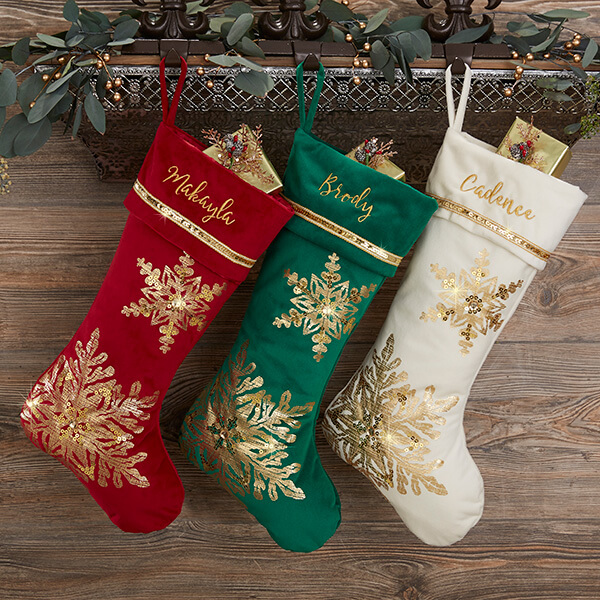 christmas stocking ideas with Gold Snowflake Elegant Christmas Stockings