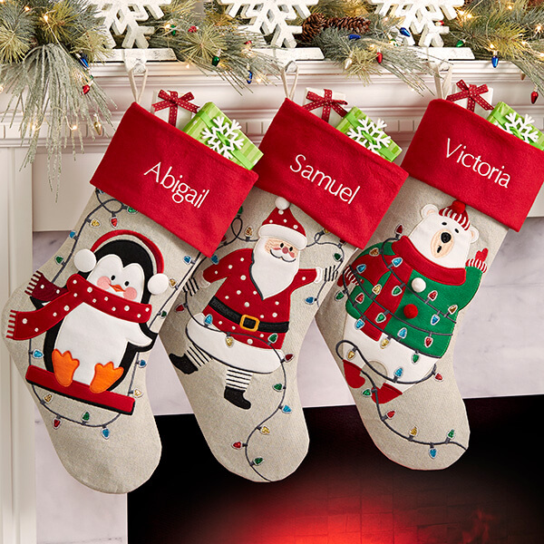 christmas stocking ideas with Holiday Lights Character Christmas Stockings