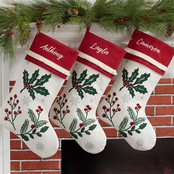 christmas stocking ideas with Holly Greenery Traditional Christmas Stockings