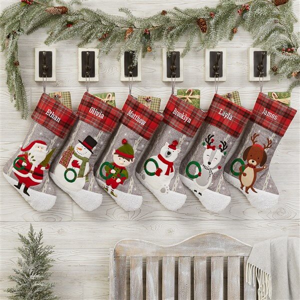 Plaid Cuff Family Christmas Stockings