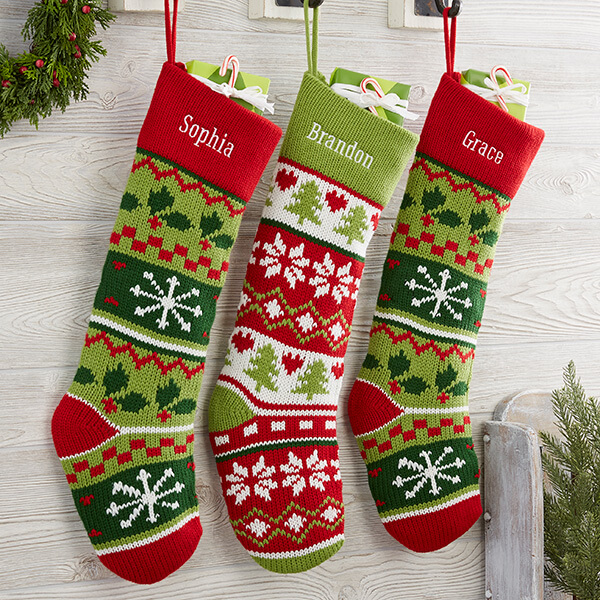 christmas stocking ideas with snowflake christmas tree knit christmas stocking