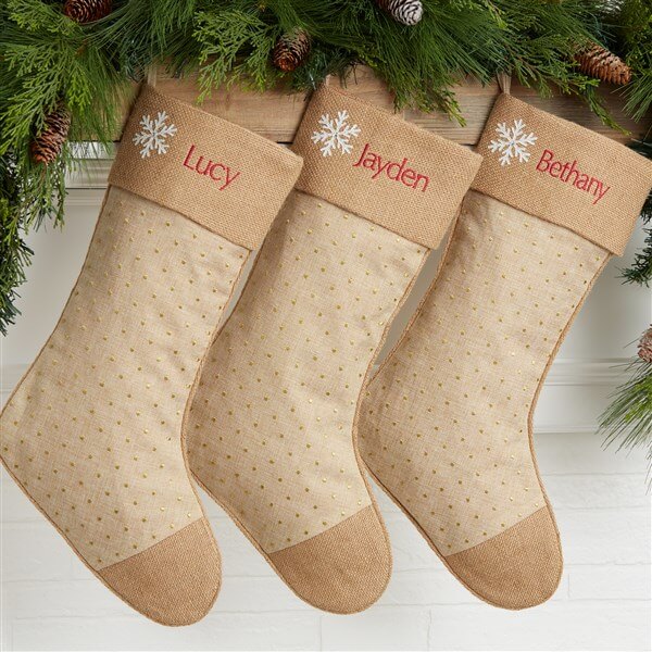 christmas stocking ideas with Rustic Jute Cuff Christmas Stockings
