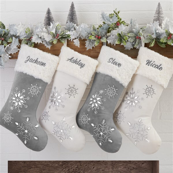 christmas stocking ideas with Silver Jewels Striped Elegant Christmas Stockings