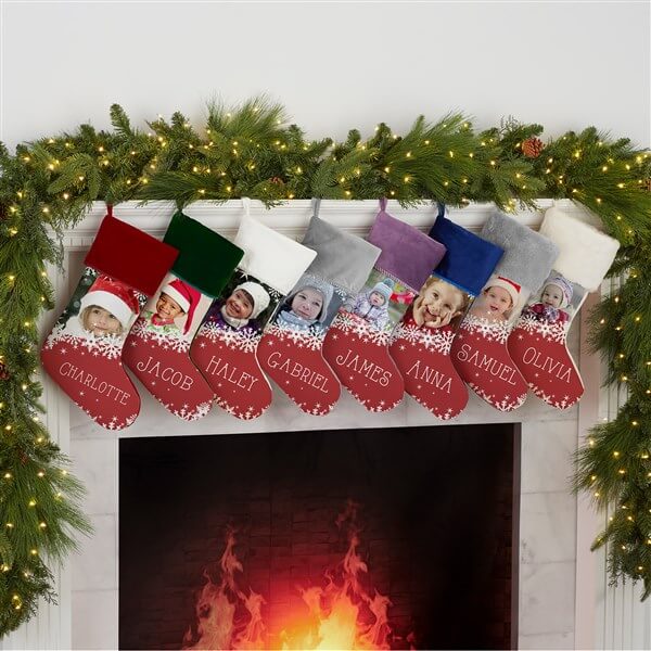 Snowflake Photo Christmas Stockings