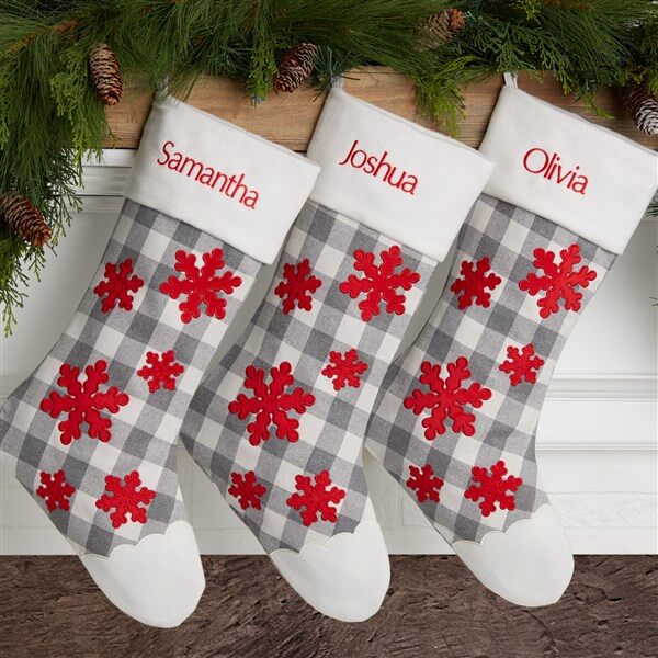 christmas stocking ideas with White & Grey Buffalo Check Christmas Stockings