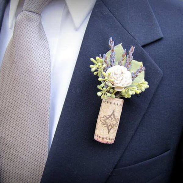 Wine Cork Wedding Ideas - Boutonniere