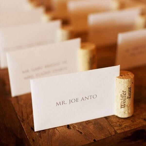 Wine Cork Wedding Ideas - Place Card Examples