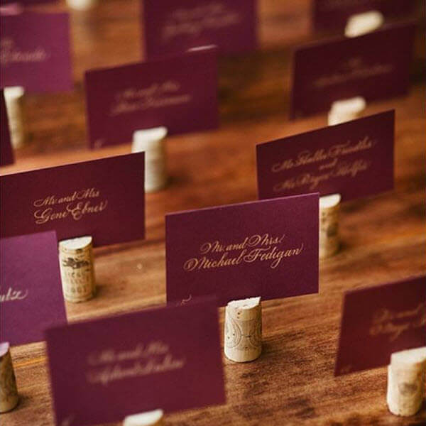 Wine Cork Wedding Ideas - Place Card Examples