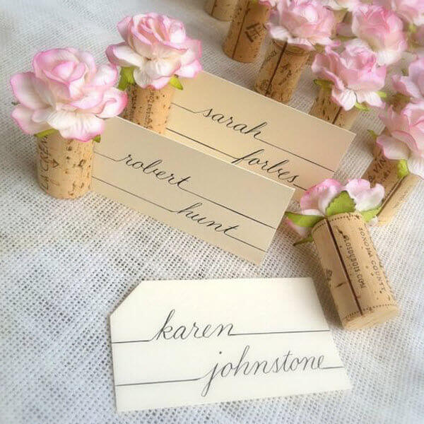 Wine Cork Wedding Ideas - Place Card Examples