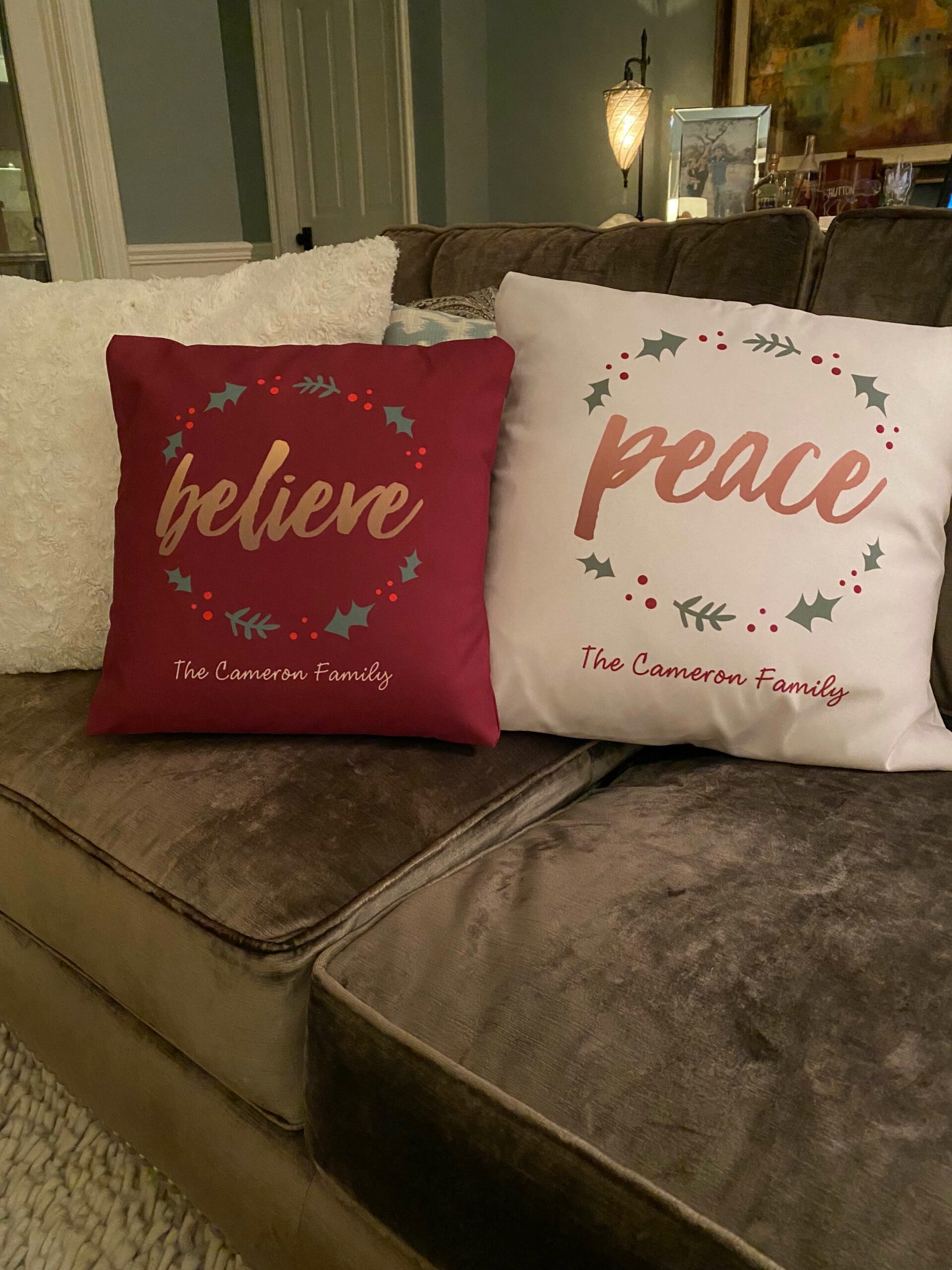 Beverley Mitchell's Believe & Peace Throw Pillows