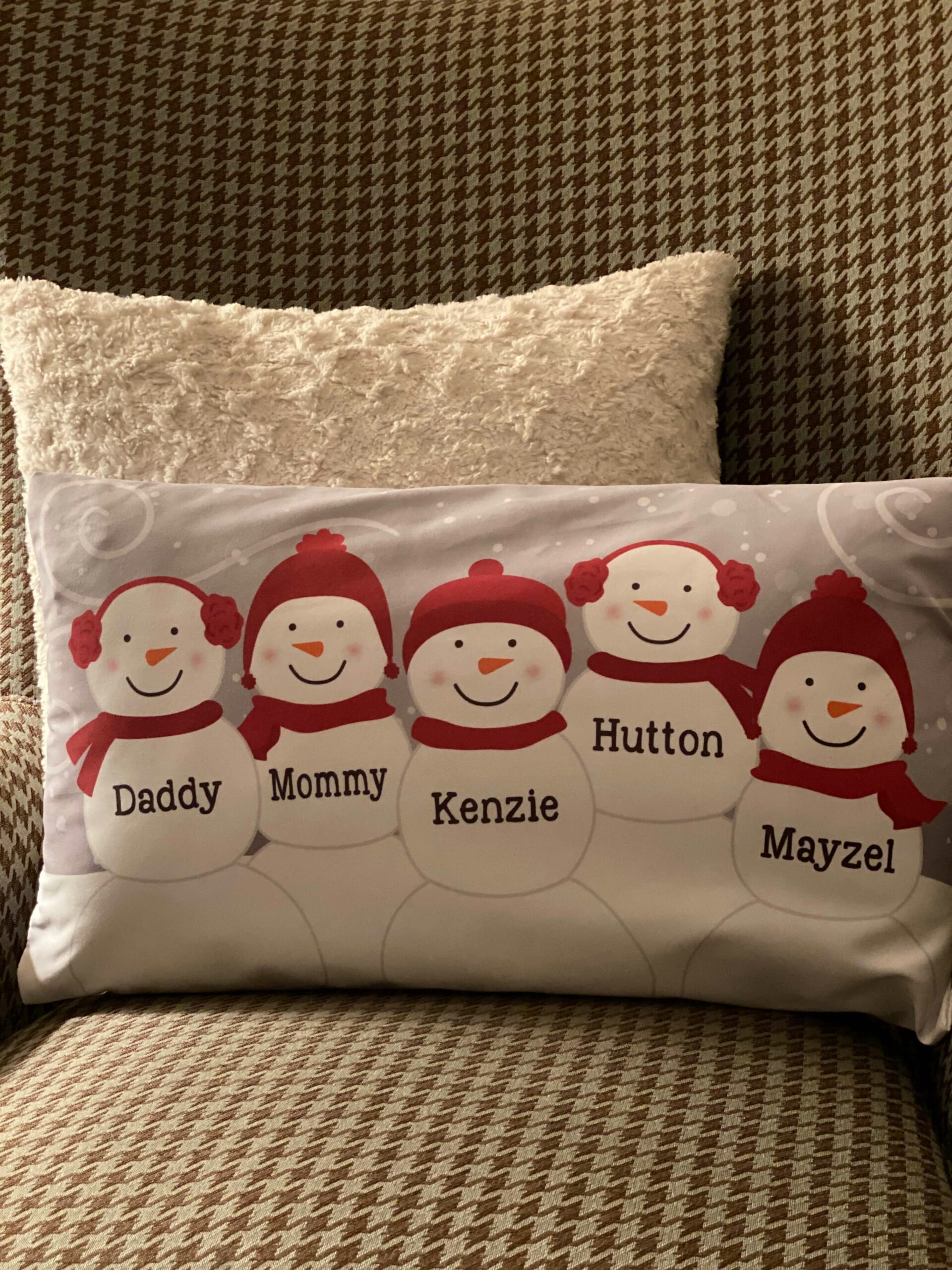 Beverley Mitchell's Snowman Family Throw Pillow