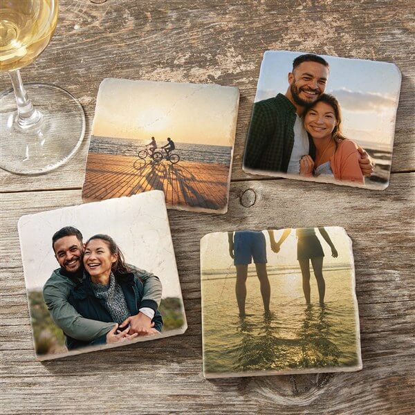 Romantic Photo Gift Ideas with photo coasters
