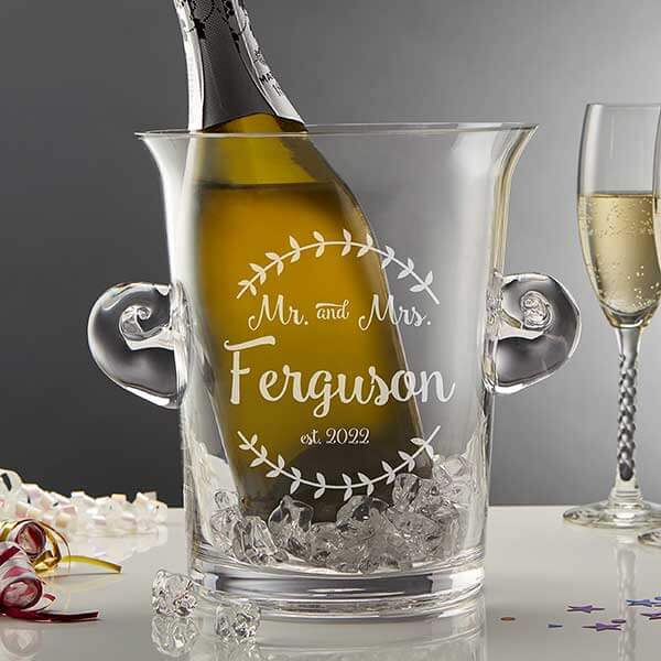 engraved wedding gifts with ice bucket and wine chiller