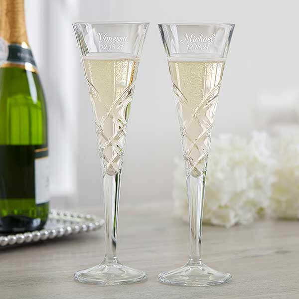 engraved wedding gifts with champagne flutes