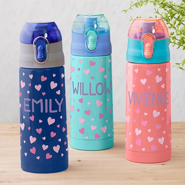 valentine's gift ideas for kids Valentine Hearts Water Bottles with Names