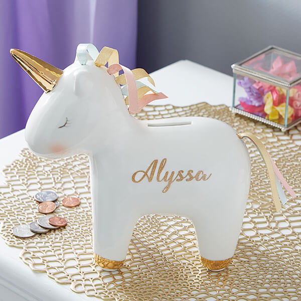first birthday gift ideas with unicorn piggy bank