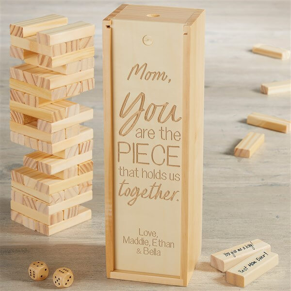 mother's day gift ideas with personalized wooden tower game