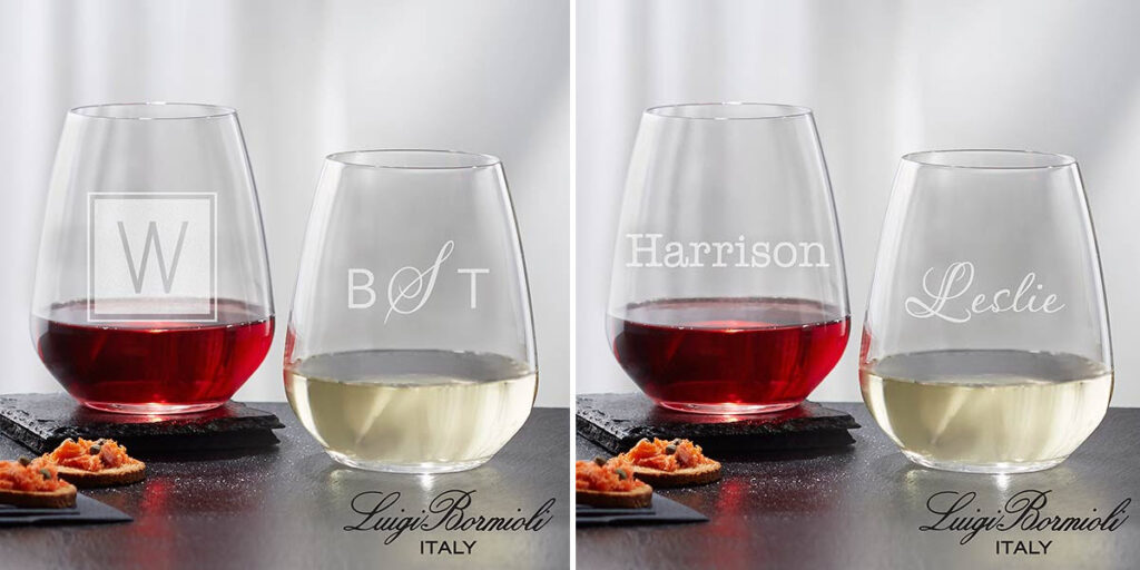 home bar gifts with stemless wine glasses