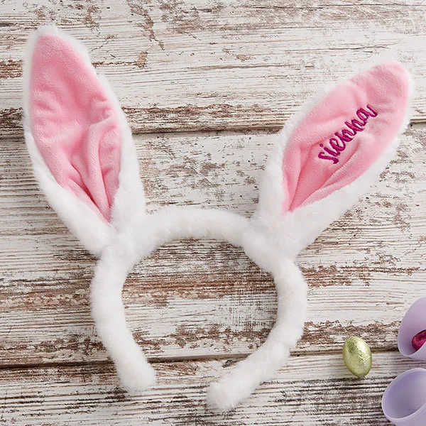 easter basket ideas with Embroidered Easter Bunny Ear Headband