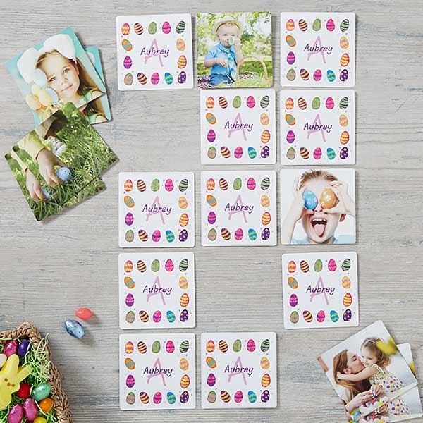 easter gift ideas with Colorful Eggs Personalized Photo Memory Game