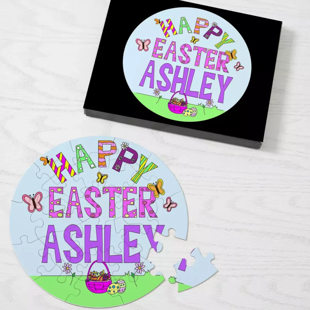 easter gift ideas with Happy Easter Personalized Round Puzzles 1