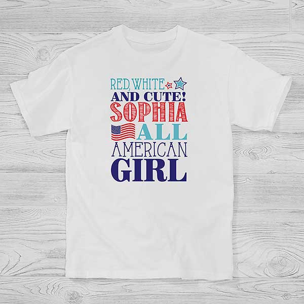 4th of july gifts with Red White and Blue Personalized Hanes® Kids T Shirt