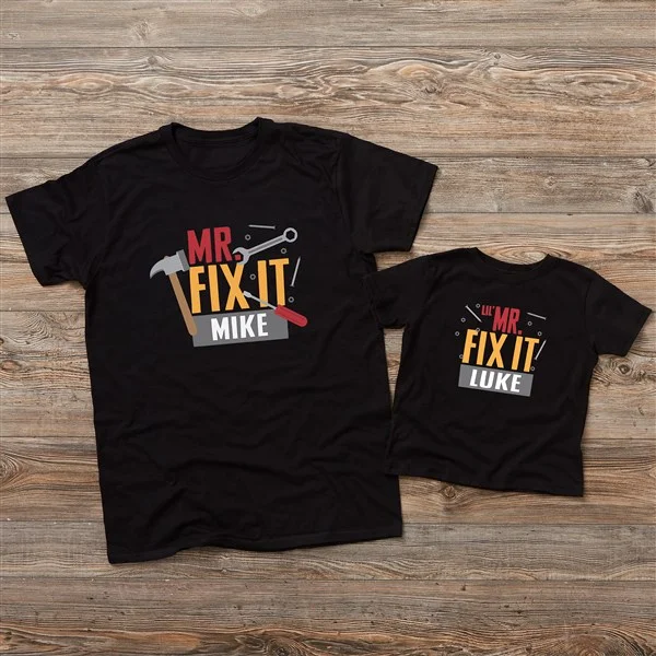 fathers day gift ideas with Mr. Fix It Personalized TShirts