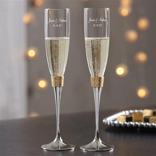 Anniversary Milestones with Wedding Champagne Flute Set