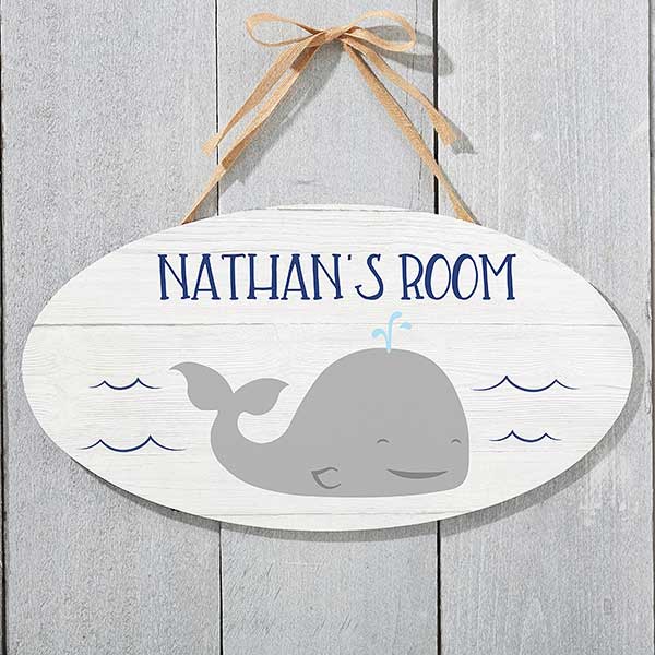 first birthday gift ideas Whale Personalized Oval Wood Sign