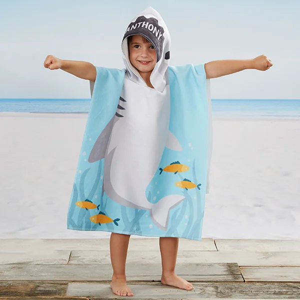summer gifts for kids hooded shark beach towel