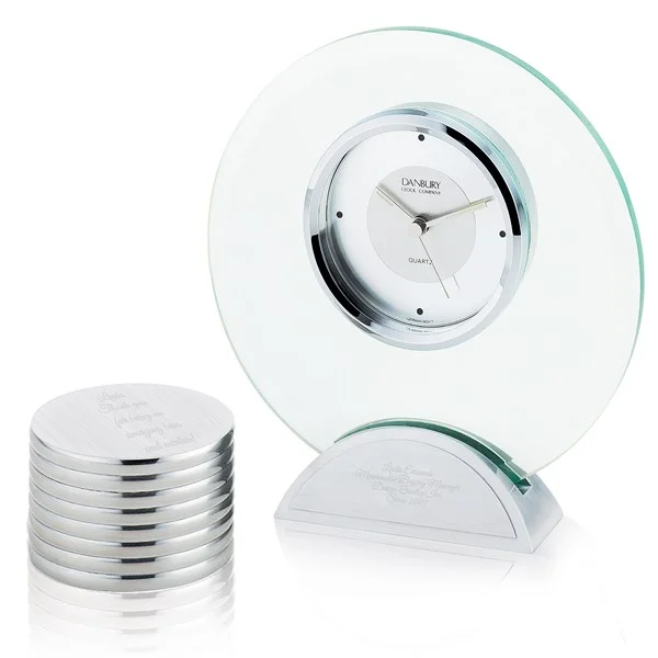 bosss day gift ideas clock and paperweight set