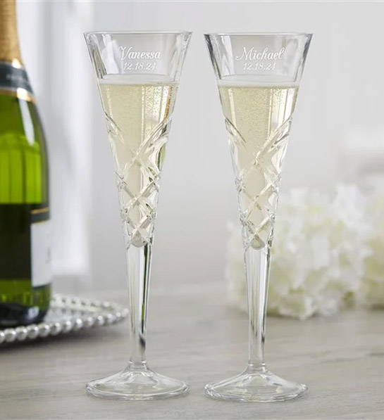 bridal shower gift ideas Crystal Champagne Flute Set