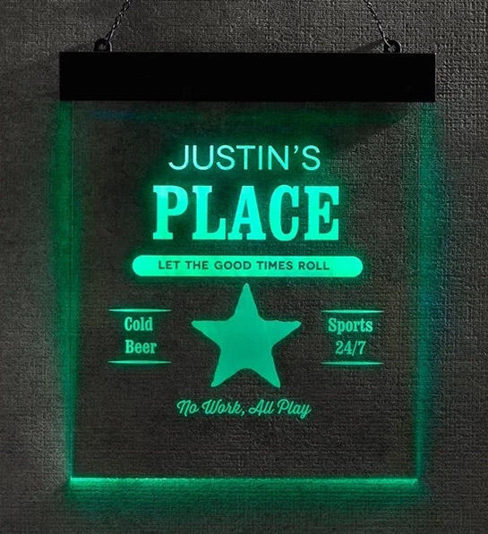 care package ideas His Place Custom LED Sign Star