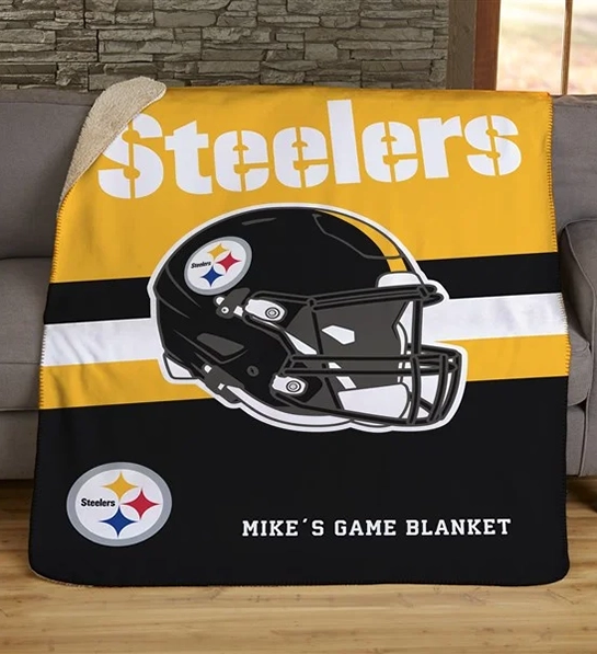 loving fall Steelers Helmet Personalized Sherpa Blanket 1