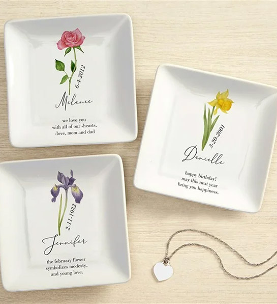 happy birthday mom quotes Birth Month Flower Personalized Ring Dish