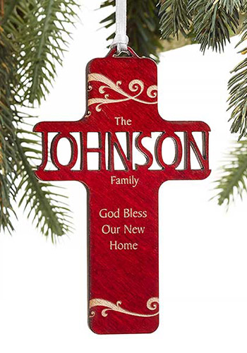 last minute christmas gift ideas Bless Our Family Personalized Wood Ornament