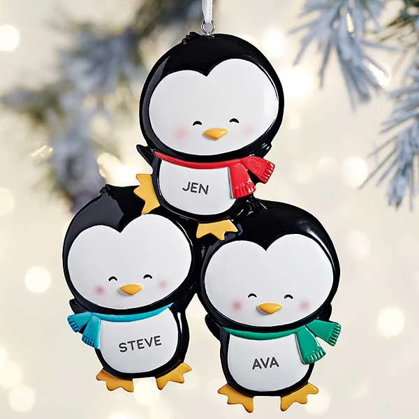 last minute christmas gift ideas Holly Jolly Penguin Family© Personalized Ornament