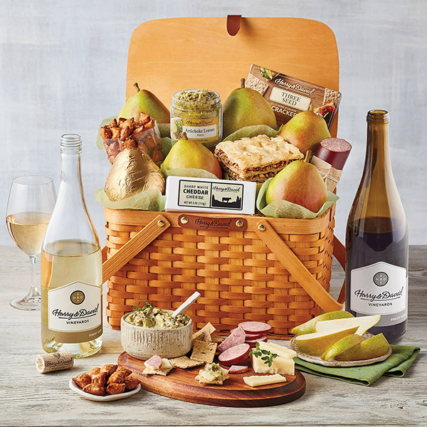 retirement gift ideas Picnic Basket Gift with Wine