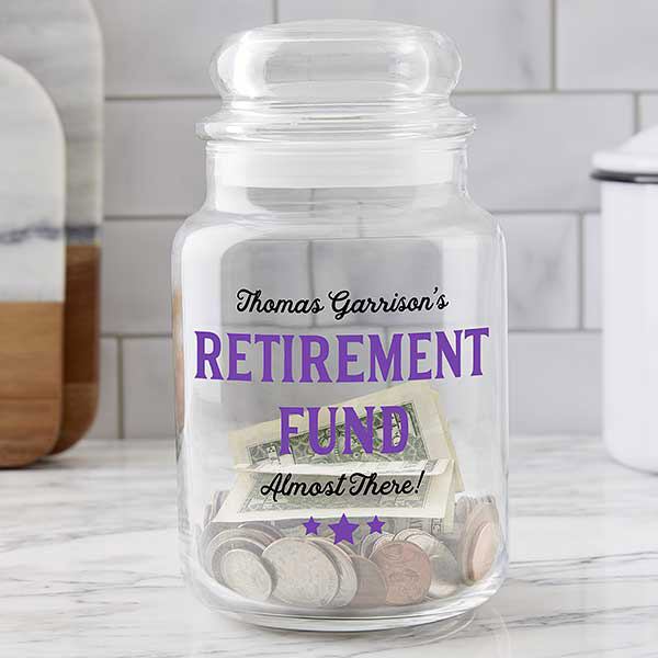 retirement gift ideas Retirement Fund Personalized Glass Money Jar