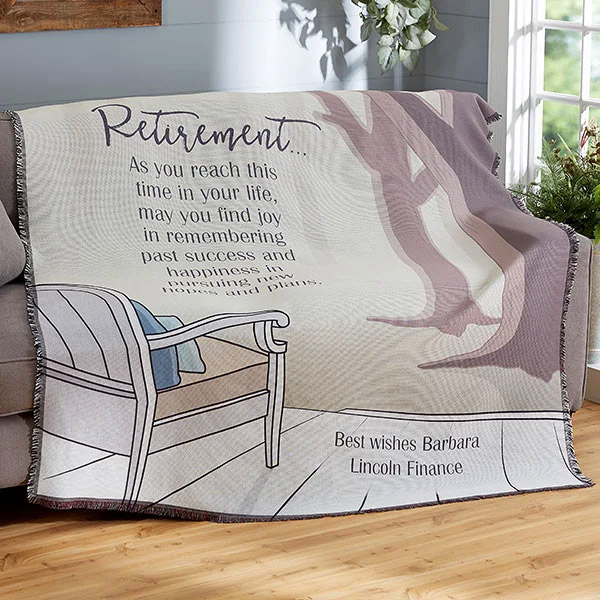 retirement gift ideas personalized Woven Retirement Throw 1