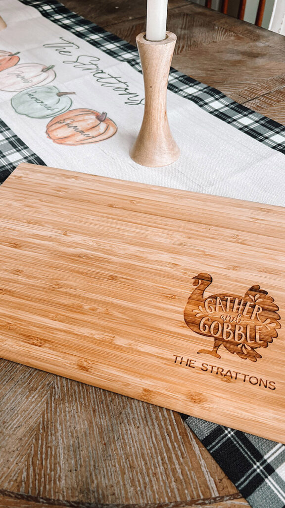 decorating your home for thanksgiving with cutting board runner