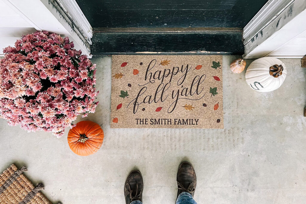 decorating your home for thanksgiving with doormat