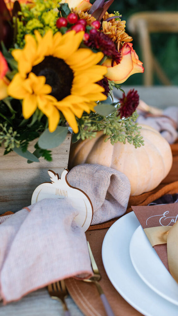 decorating your home for thanksgiving with tablescape closeup