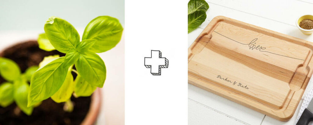 unique valentines gifts with herb garden cutting board