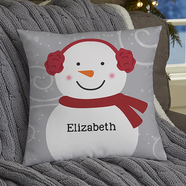 winter quotes Snowman Family Personalized Throw Pillow