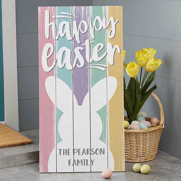 easter sayings Happy Easter Personalized Standing Wood Sign