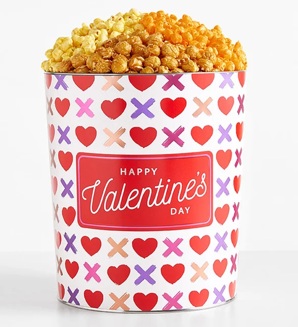 valentines day popcorn gift 3 Flavor Popcorn Tin