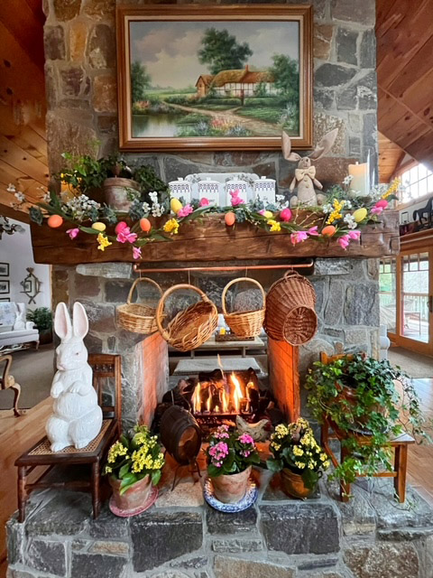 easter decor ideas Easter fireplace